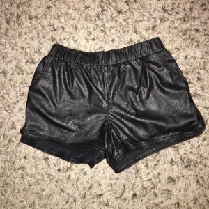 Black leather shorts