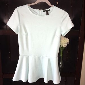 Baby Blue Peplum Top SZ: MEDIUM