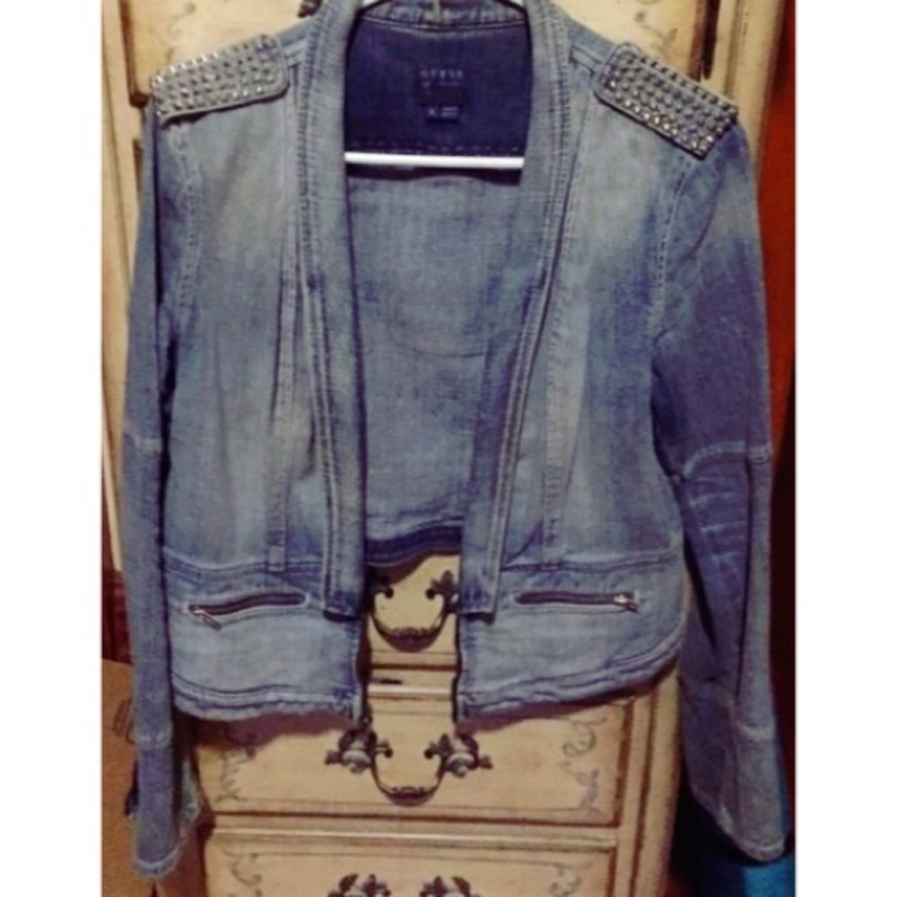 Guess Light Denim Studded Jacket