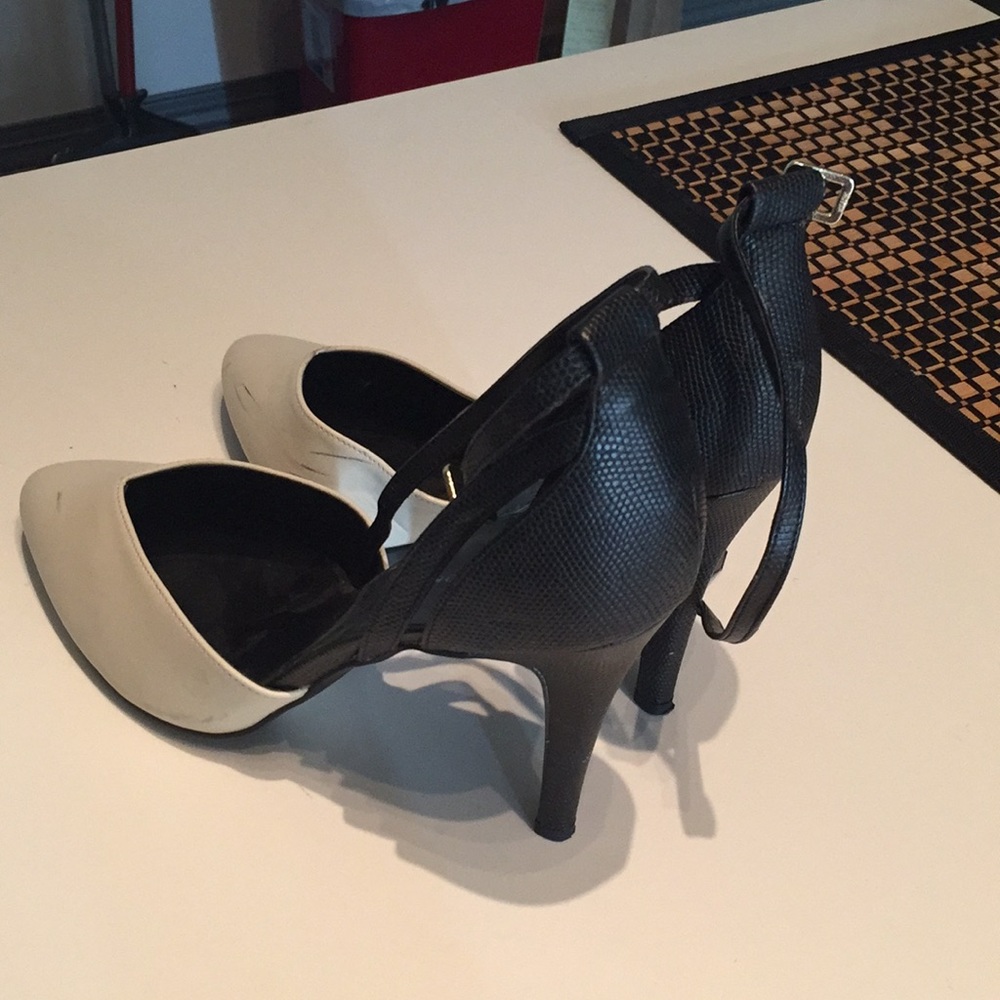 New Look White and black strap heels