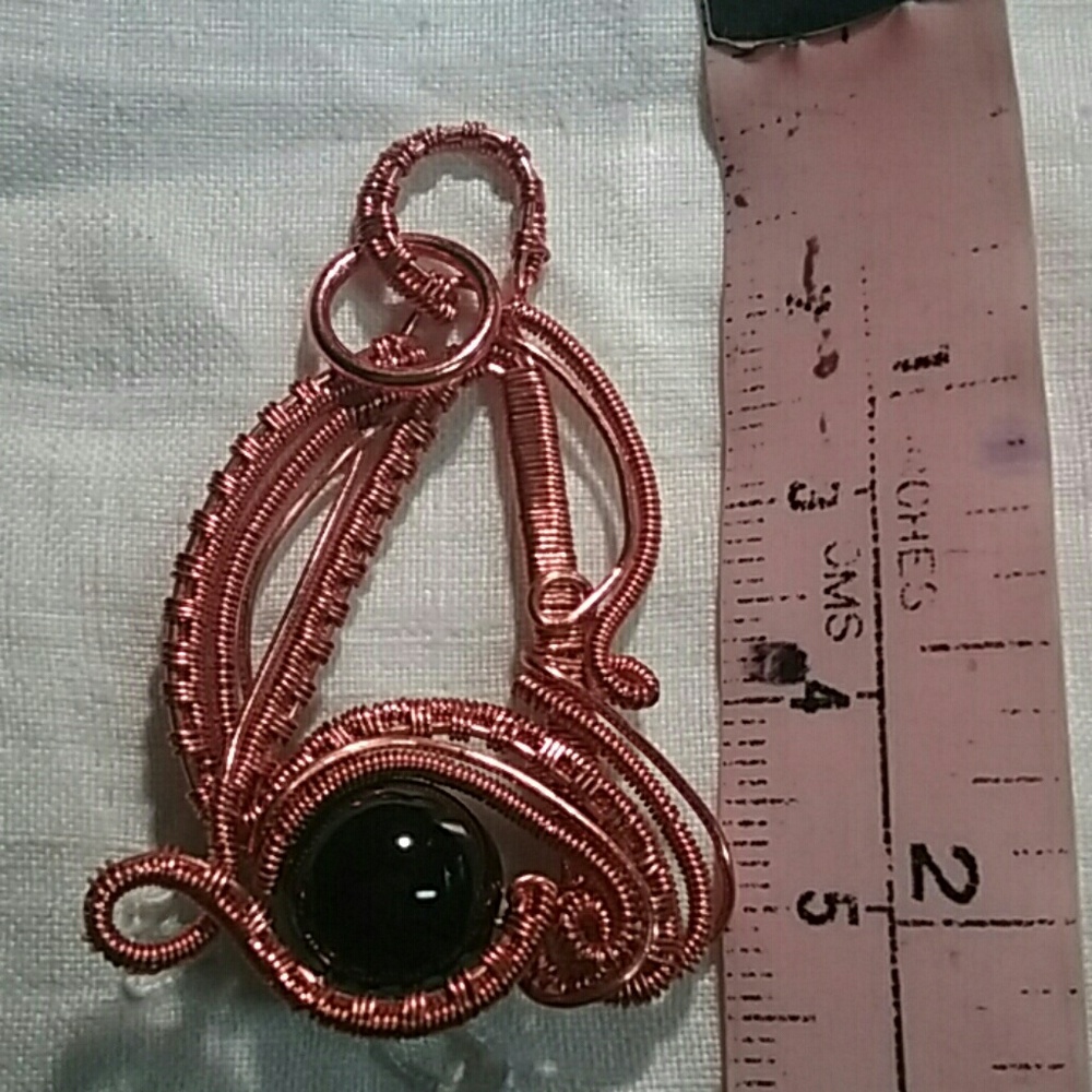 Black tourmaline in Copper weave wire