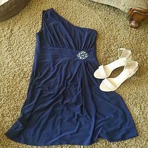 Navy blue one shoulder dress