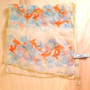 Lulu Guinness 100% Silk Scarf with Koi Print