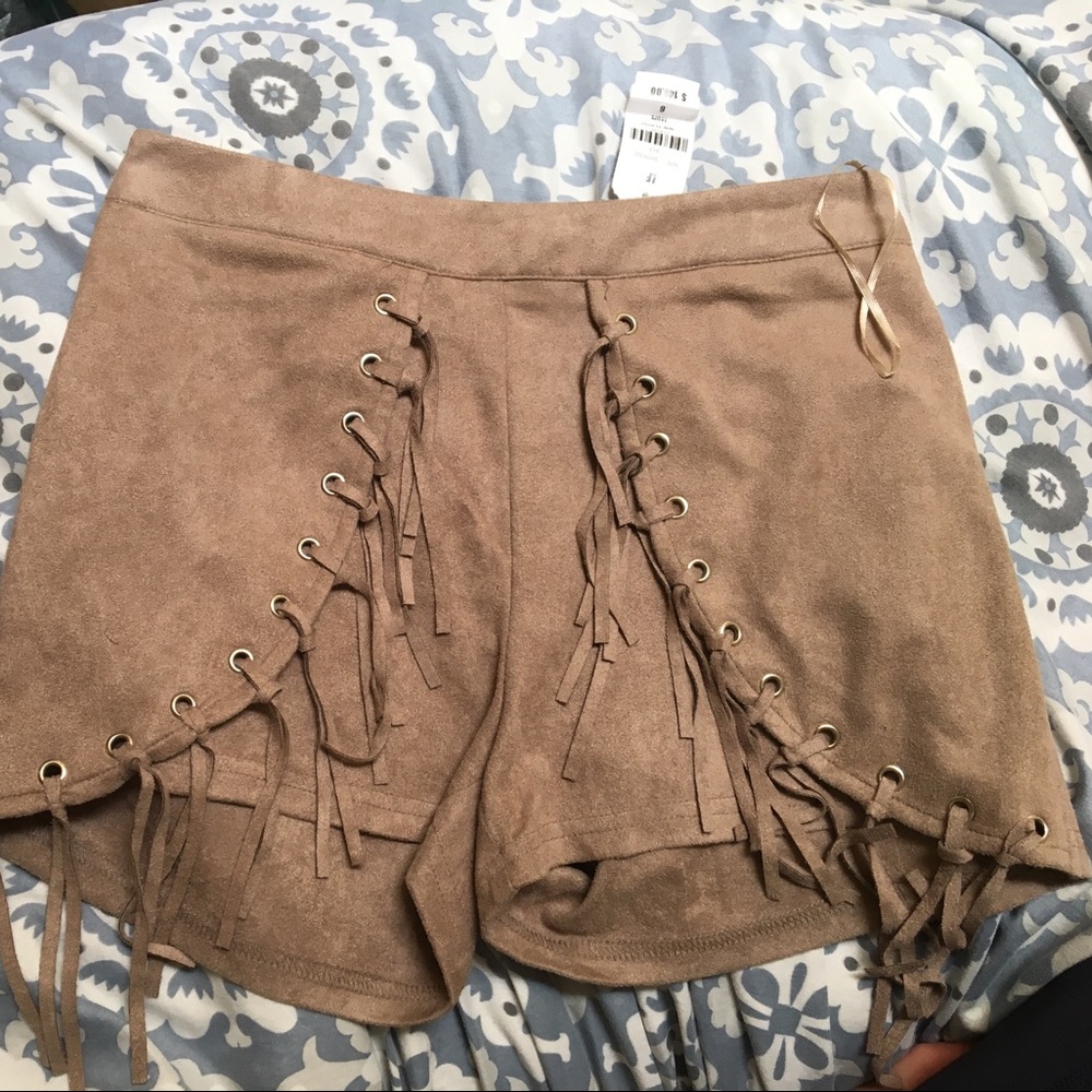LF soft tan suede shorts