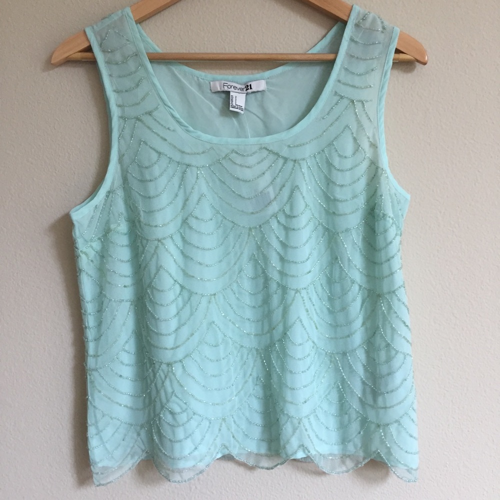 Forever 21 Mint Beaded Top