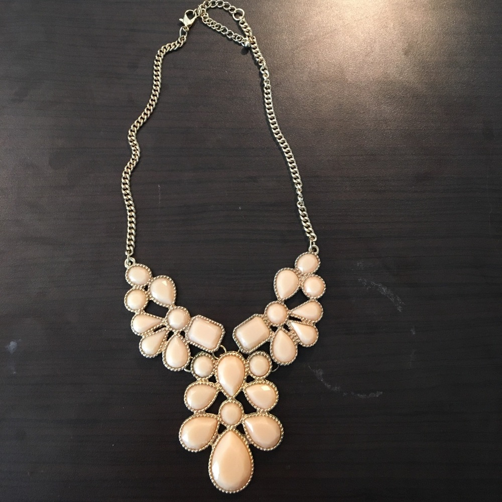 Peach colored statement necklace