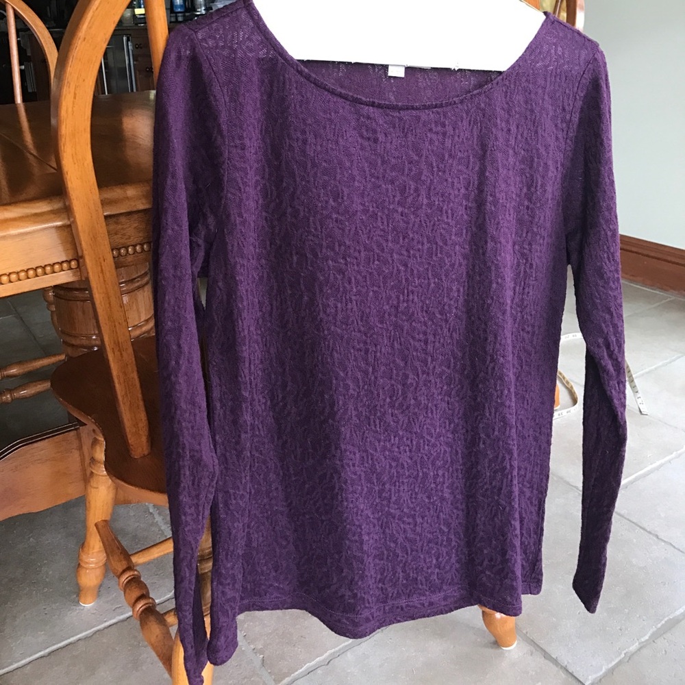 LOFT purple patterned long sleeve shirt