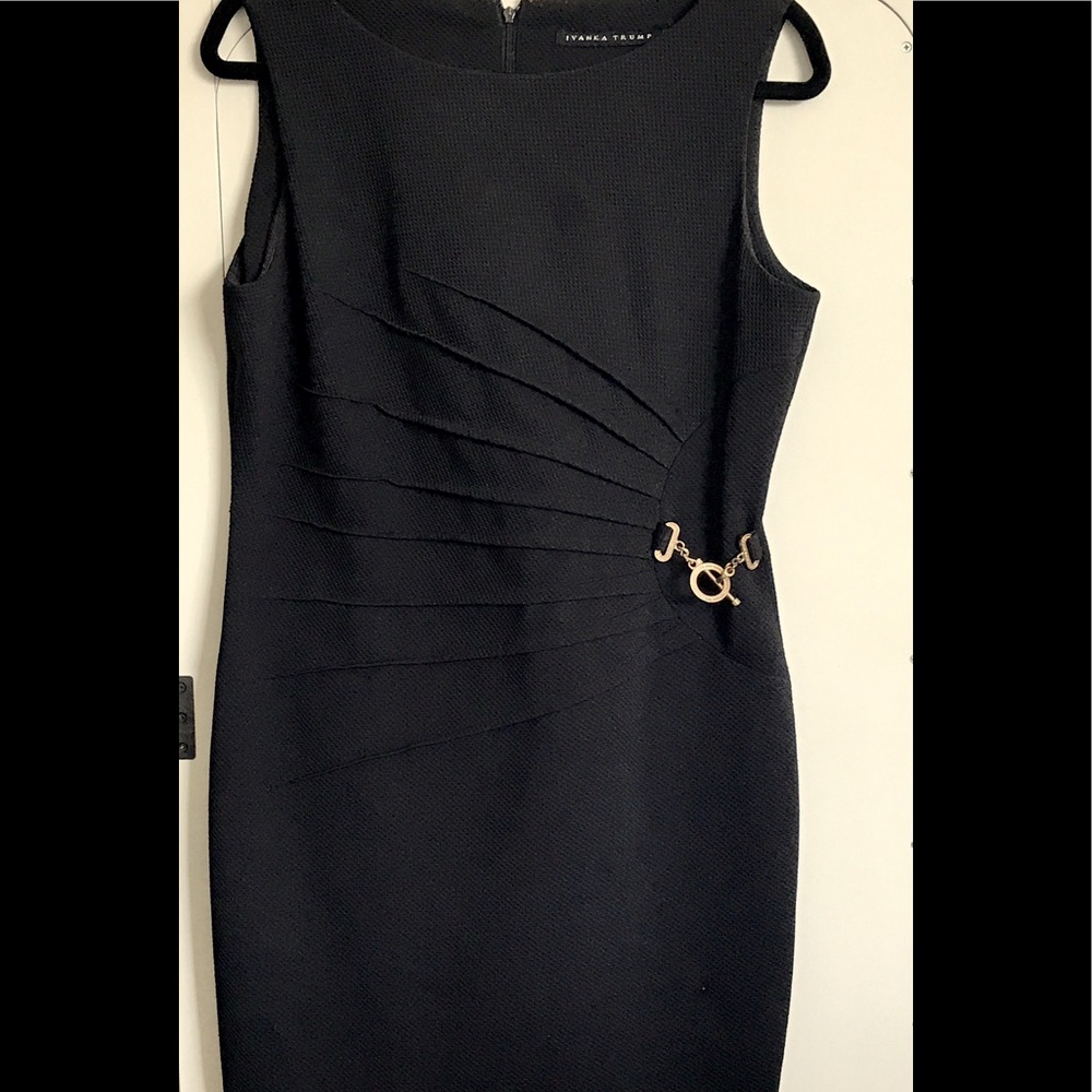 Black Ivanka Trump sheath dress wi/side ruching.