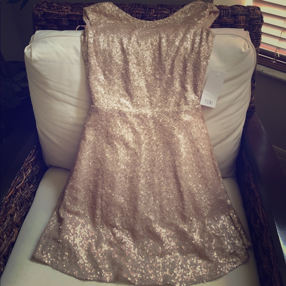 Gold open back Tobi dress
