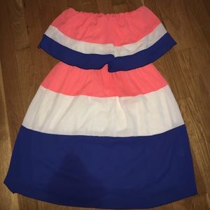 Strapless Coral/Blue dress