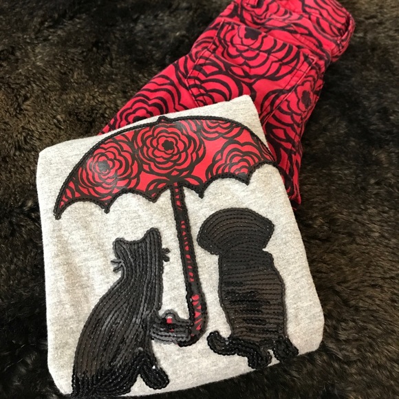 Outfit - Kitten & Puppy + Red Floral Jeans - Picture 5 of 6