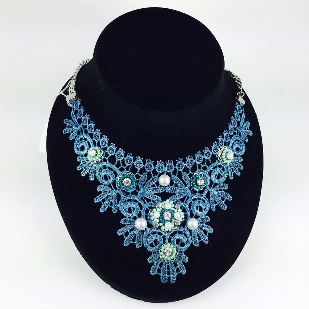 Victorian Lace Choker Necklace Rhinestones Adjusta