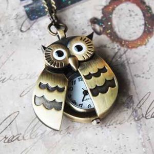 Owl clock necklace