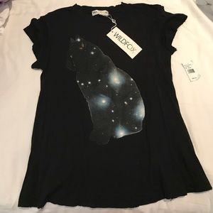 WILDFOX black galaxy cat t shirt