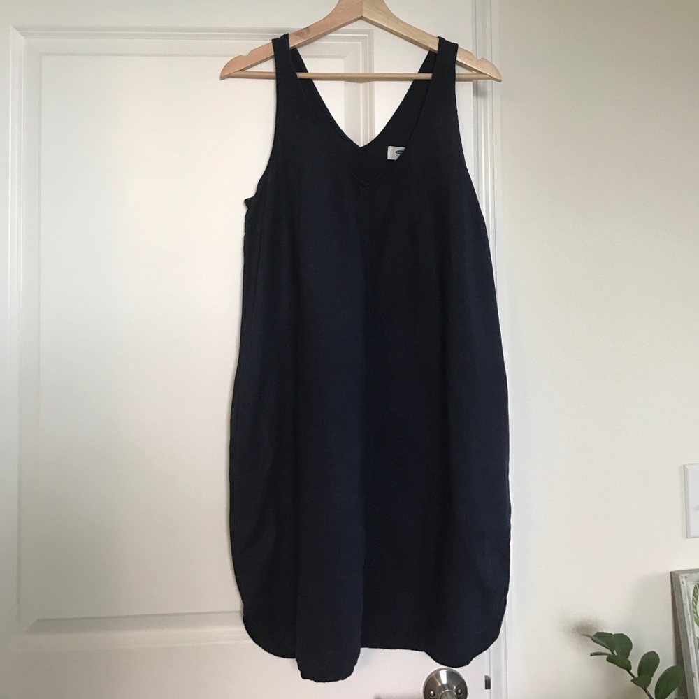 Navy Sleeveless Linen Dress