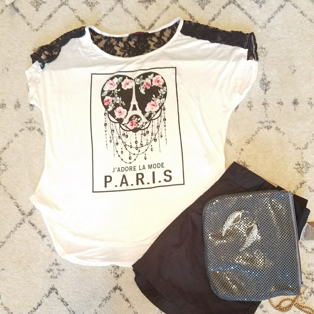 Paris tee shirt with sparkly studs size large
