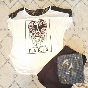 Paris tee shirt with sparkly studs size large