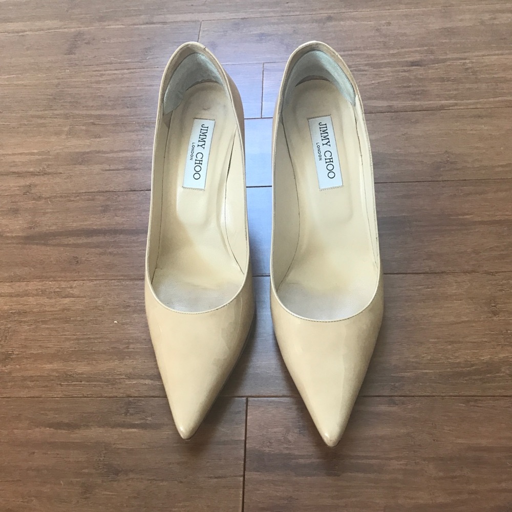 Jimmy Choo Abel nude pointy pumps