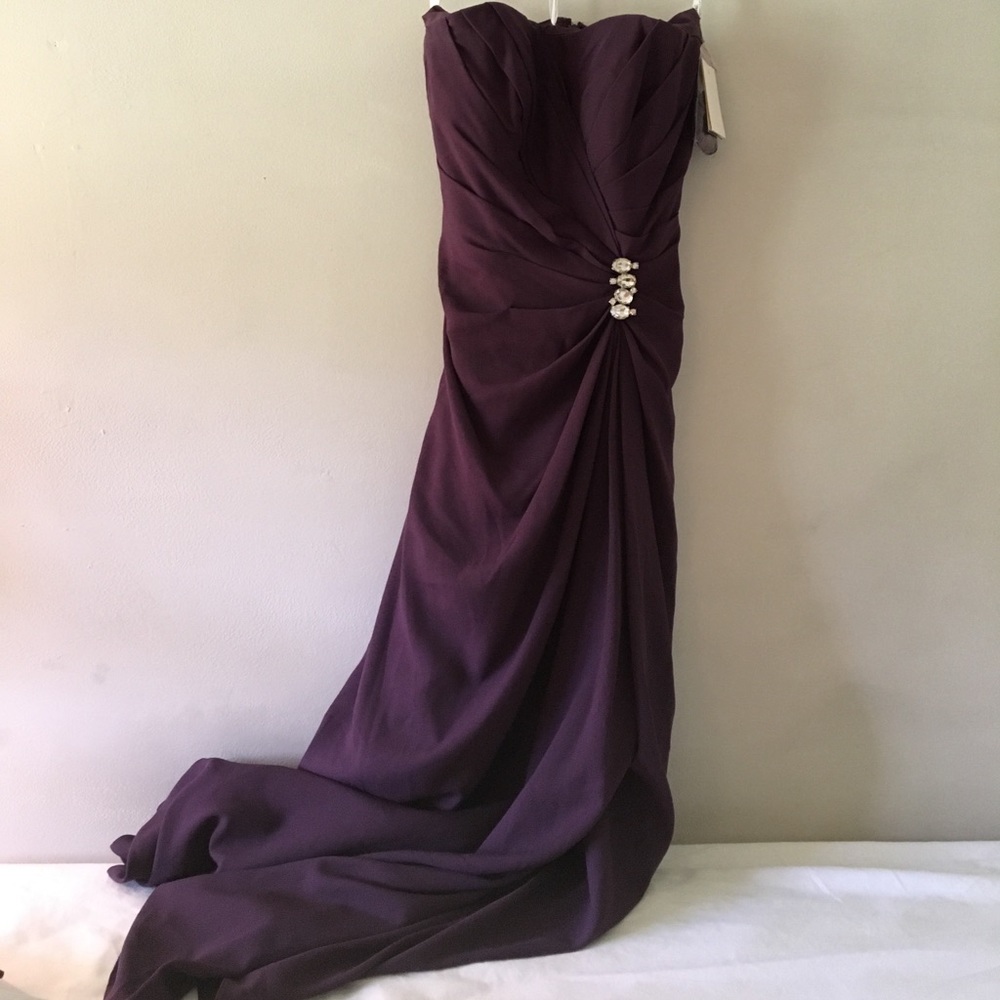 Floor length plum bridesmaid dress