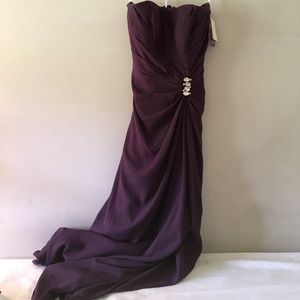 Floor length plum bridesmaid dress