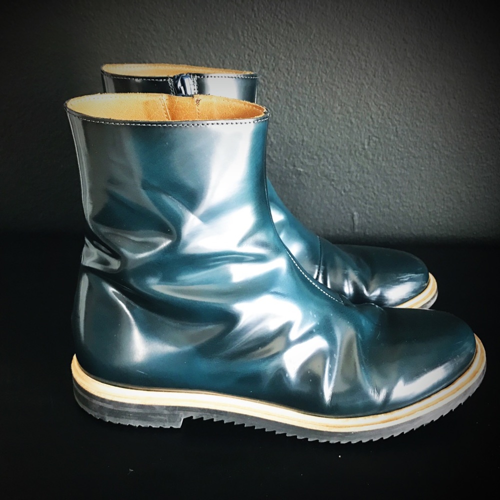 Maison Margiela MM6 teal ankle boots