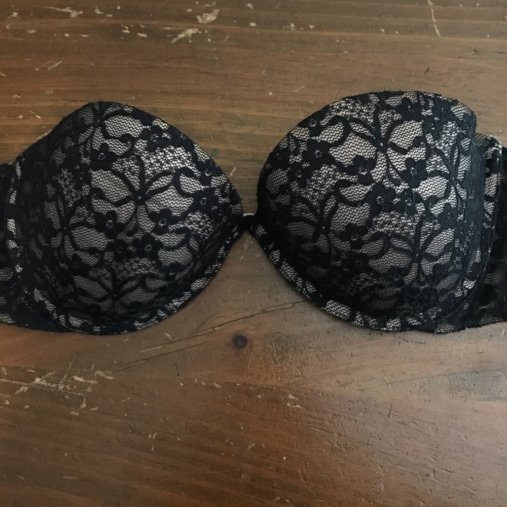 Black/Nude Lace Strapless Push-up Bra