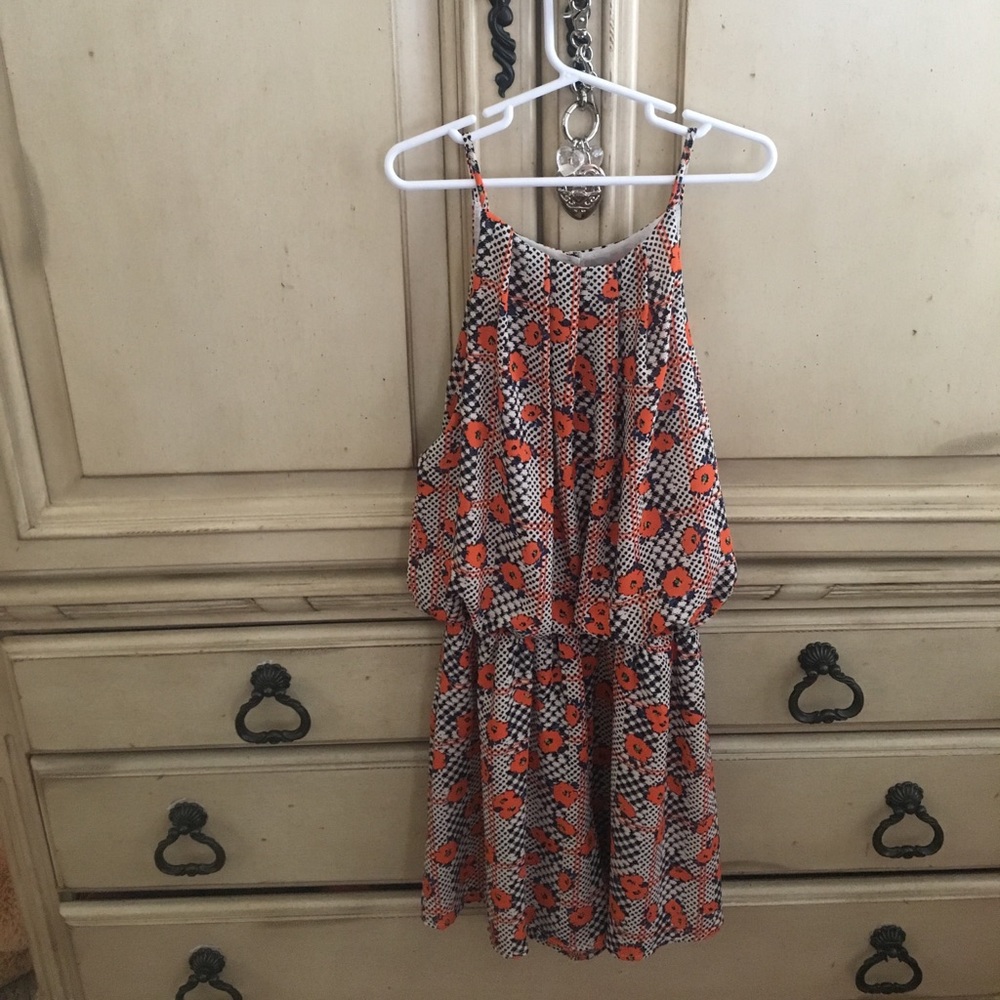 Orange Floral/Pattern Romper