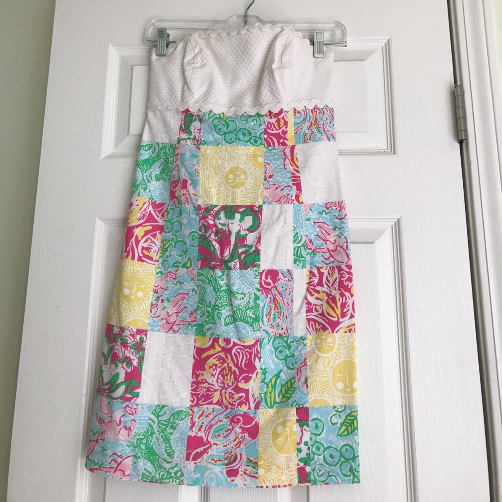 Lilly Pulitzer Strapless Patchwork Dress