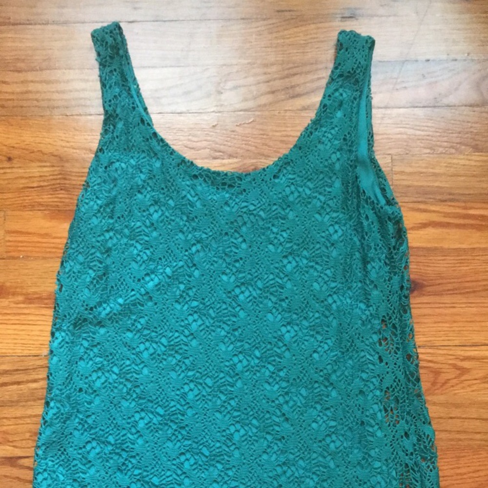 Teal crochet lined dress