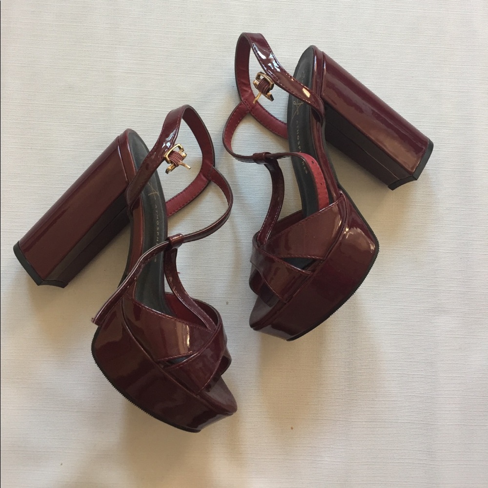 '70s Style Burgundy Platforms