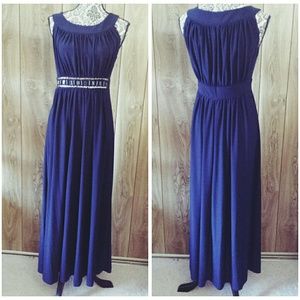 Navy Blue Knit Maxi Dress
