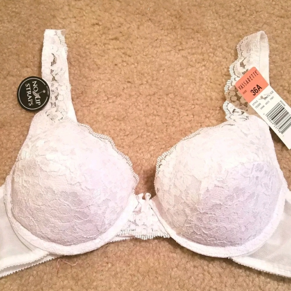Vassarette White Push Up Bra No Slip Straps 34A