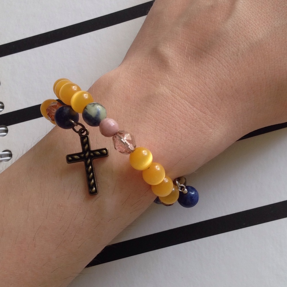 Wrap around adjustable gemstone bracelet