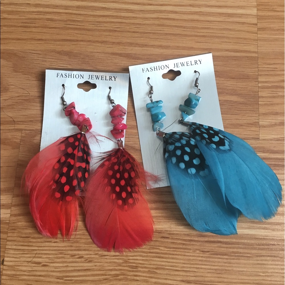 Fashion Feathered Polkadot Earrings