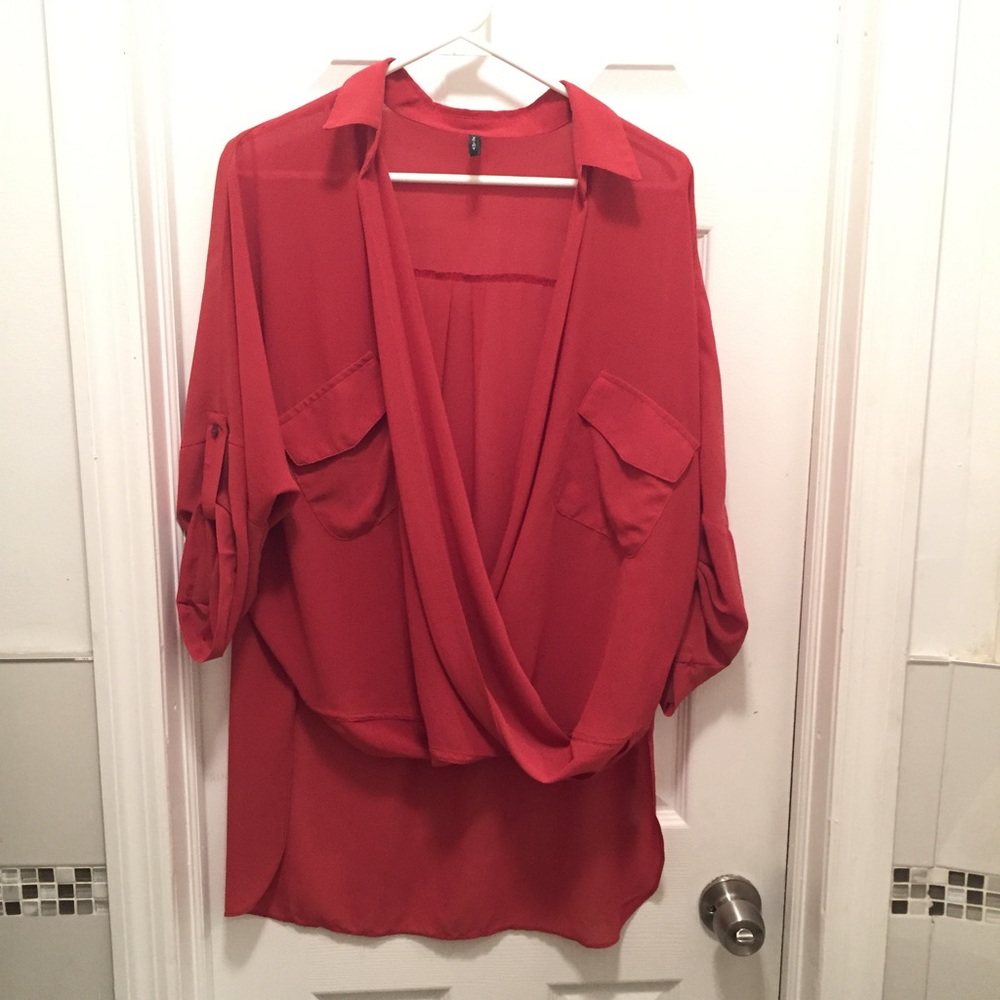 Trendy Coral hi- low  Blouse