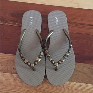 J. Crew flip flops with beading on straps