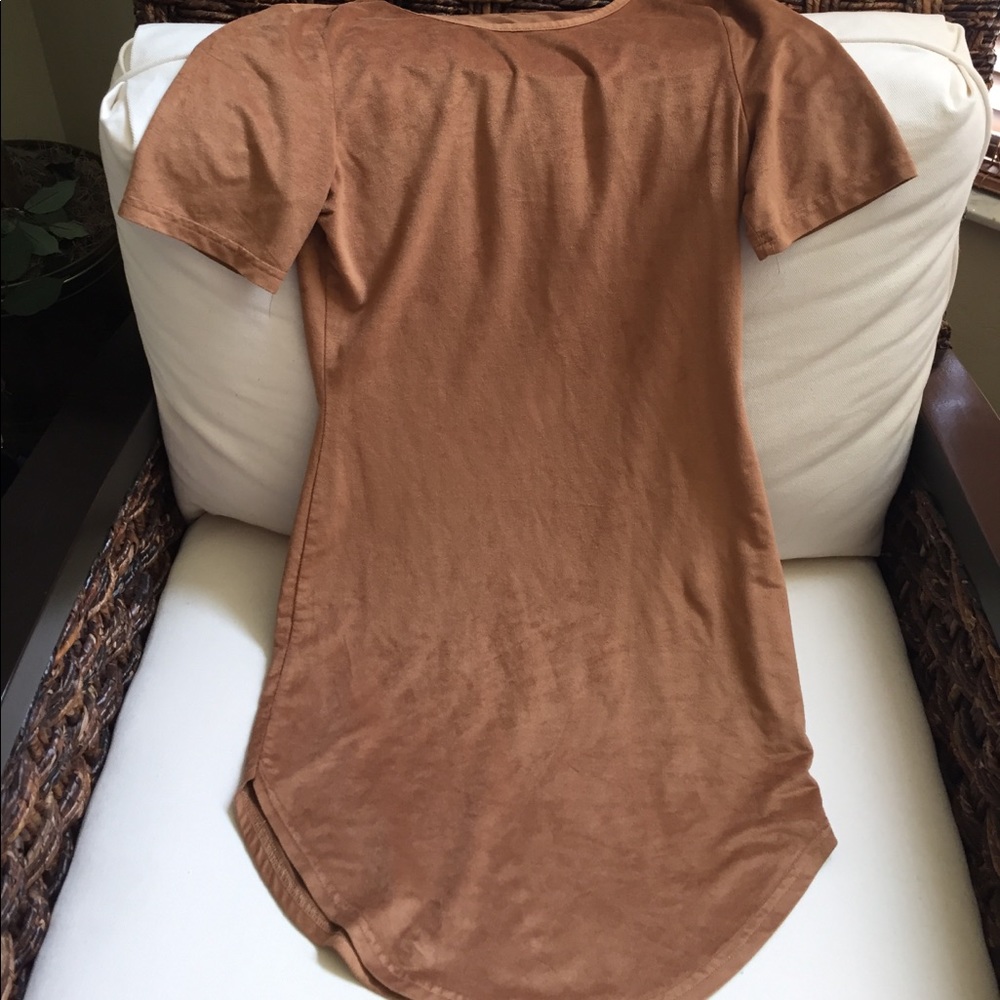 Brown suede mini dress