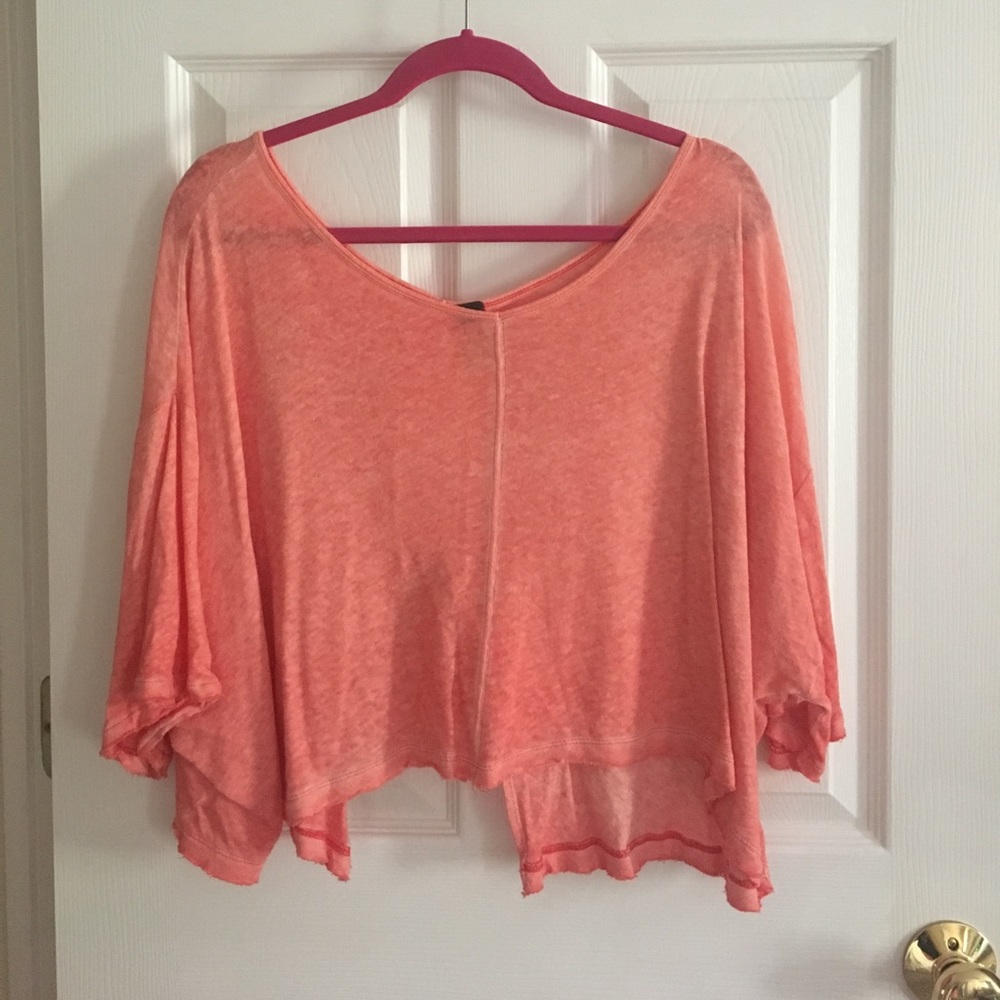 Peach colored crop shirt