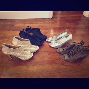 3 pairs of heels and one pair of wedges