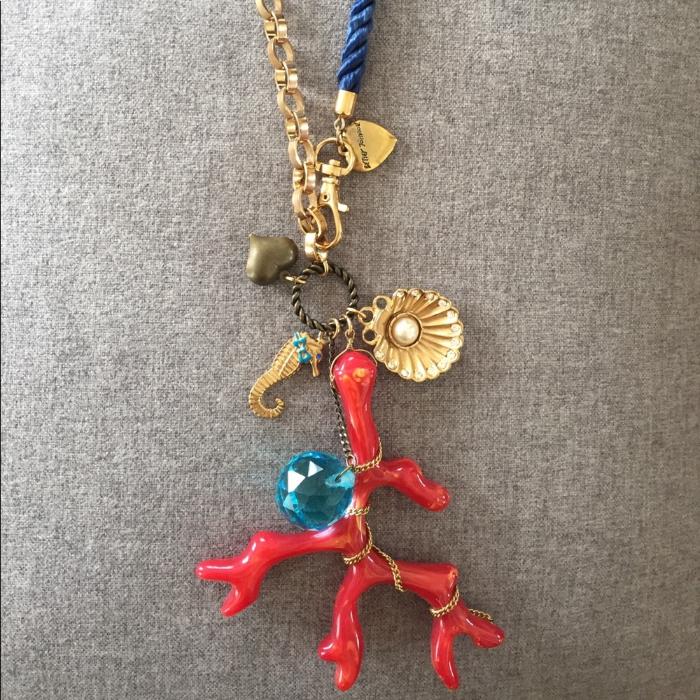 Betsey Johnson Coral Pendant Statement Necklace
