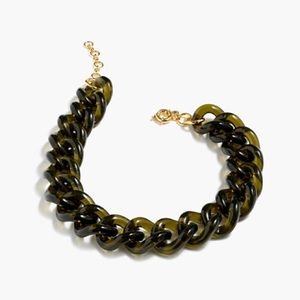 JCrew lucite link necklace NWT olive green