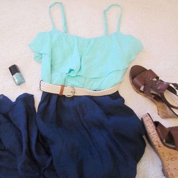 Iz Byer Dresses & Skirts - SALE Vacation turquoise high-low maxi summer dress