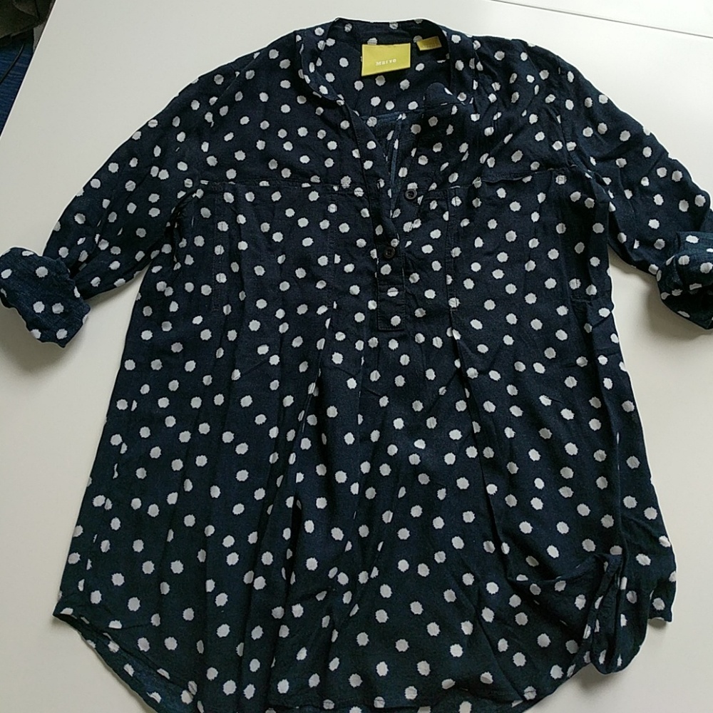 Anthropologie Maeve polka dot blouse.