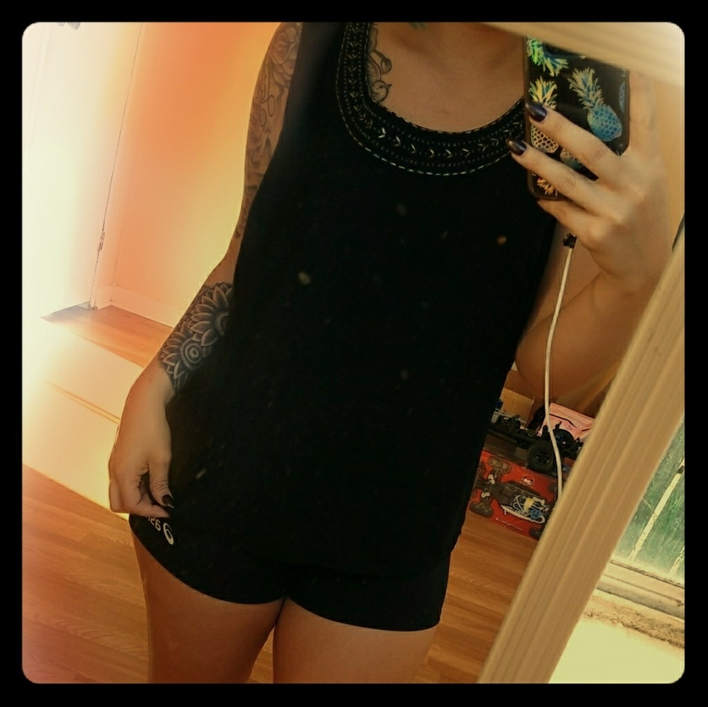 Jeweled neck tank