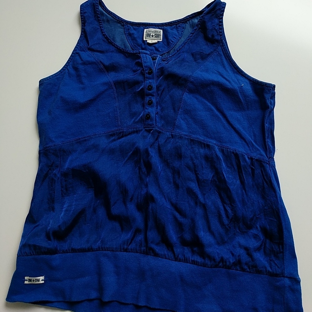 Converse one star bright blue tank. Mixed media.