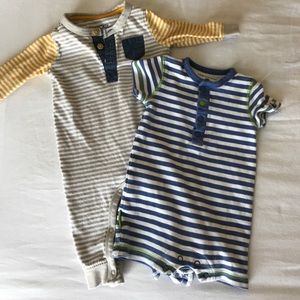Lot of 2 3-month boys striped one piece outfits