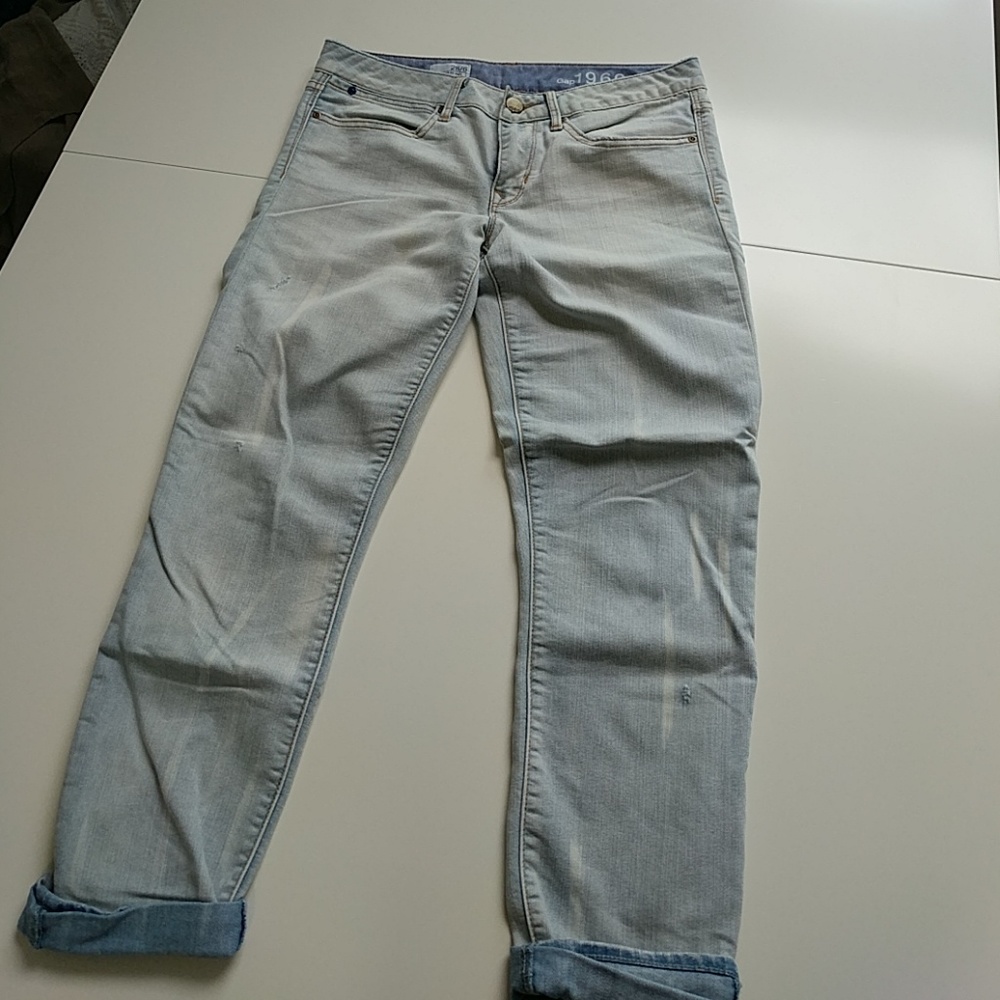 Gap always skinny distressed bleached denim.