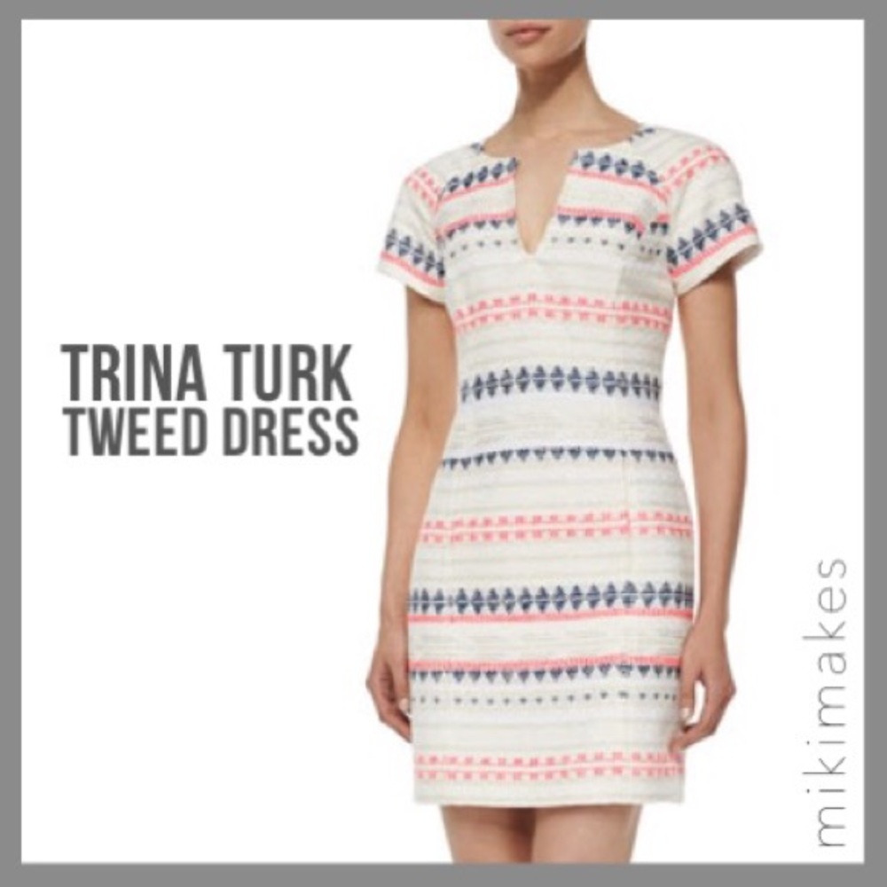 [ trina turk ] angela tweed shift dress cap sleeve