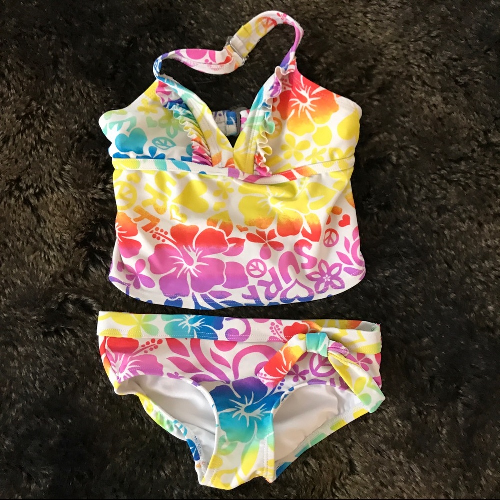Castaways Rainbow Ombré Floral Tankini Swimsuit- 4