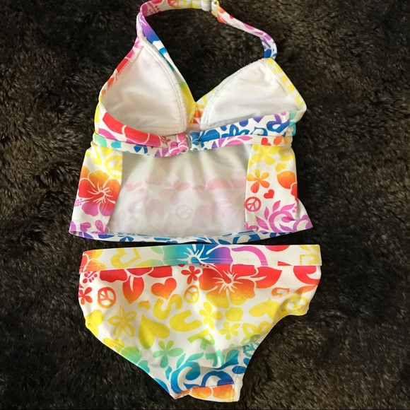 Castaways Rainbow Ombré Floral Tankini Swimsuit- 4 - Picture 4 of 6